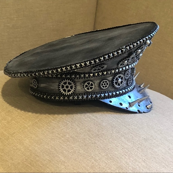 Silver Steampunk Spike Gear Hat NWT - Picture 4 of 9